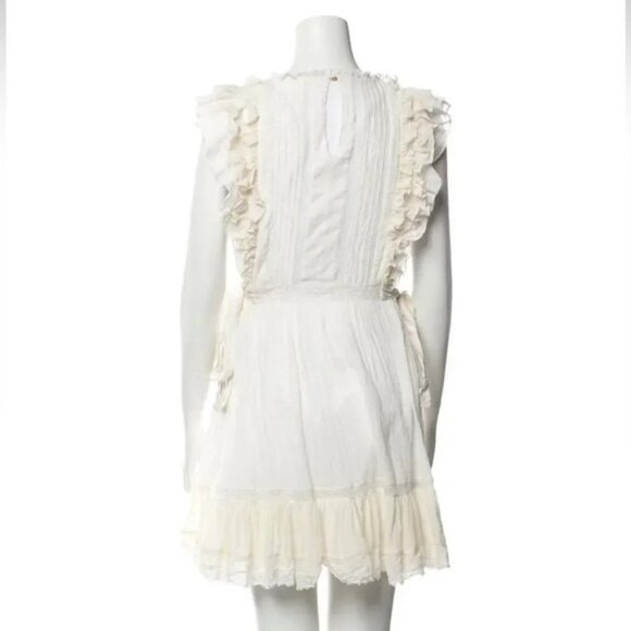 Ulla Johnson Women's White 100% Cotton Henriette Pleated Mini Dress with Ruffles - Picture 3 of 8